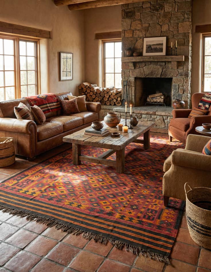 Detail image of  6' 5 x 12' 1  Hand Woven Kilim Fars Wool Rug