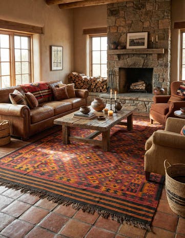 6' 5 x 12' 1 Hand Woven Kilim Fars Wool Rug