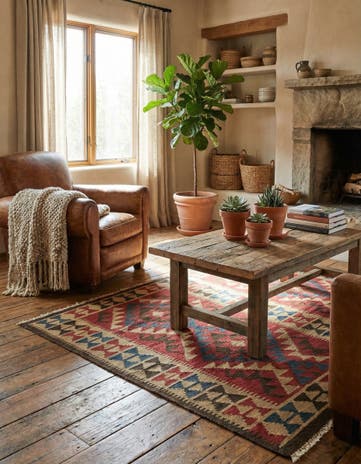 3' 4 x 5' Hand Woven Kilim Maymana Wool Rug