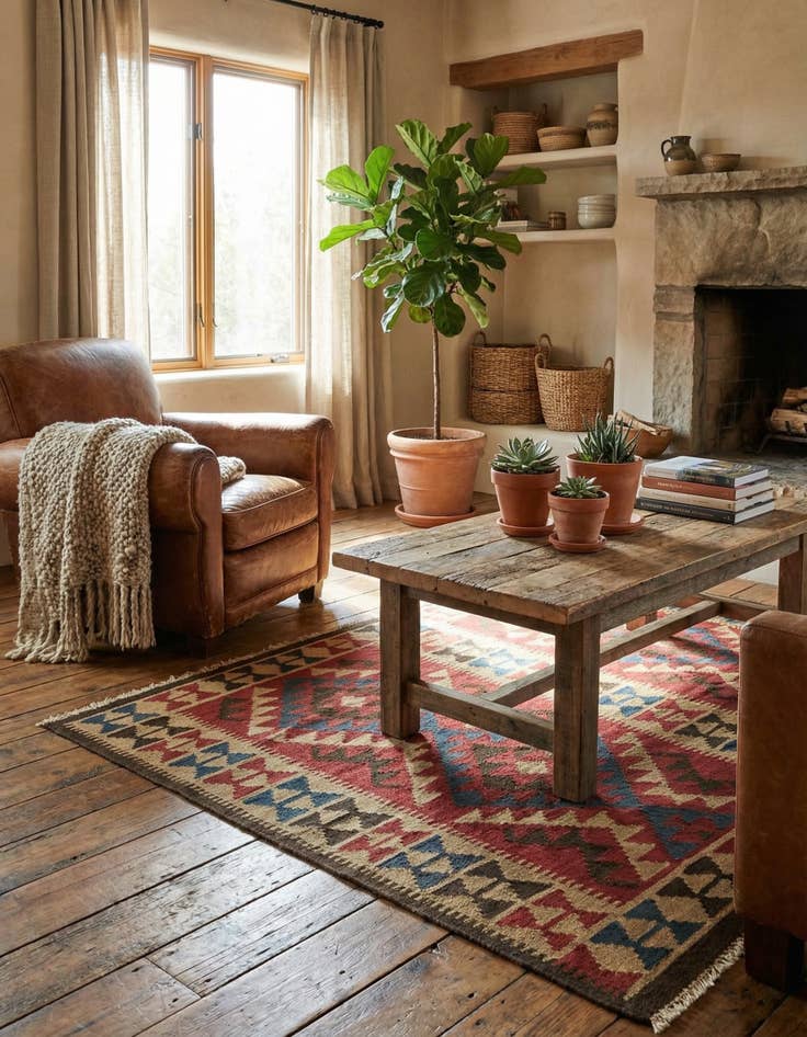 Detail image of 3' 4 x 5'  Hand Woven Kilim Maymana Wool Rug