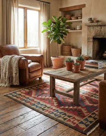 3' 4 x 5' Hand Woven Kilim Maymana Wool Rug