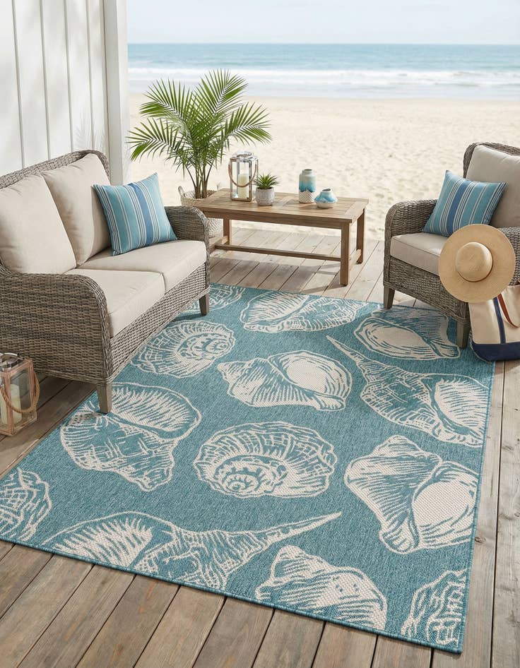 Detail image of 5' 3 x 7' Easy-Clean Coastal Indoor / Outdoor Rug
