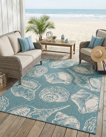 5' 3 x 7' Easy-Clean Coastal Indoor / Outdoor Rug