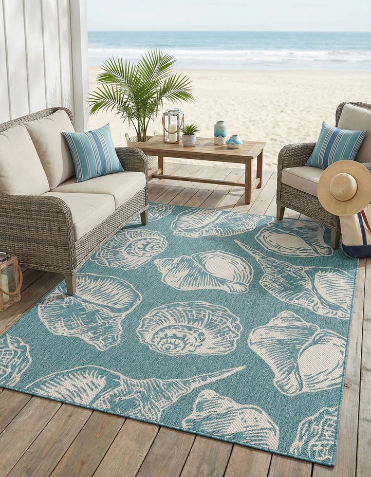 5' 3 x 7' Easy-Clean Coastal Indoor / Outdoo...
