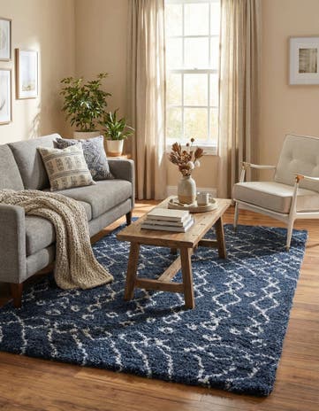 Navy Blue Moroccan Shag Rug