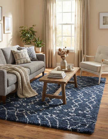 Navy Blue Moroccan Shag Rug