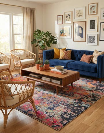 Washable Vivid Square Rug