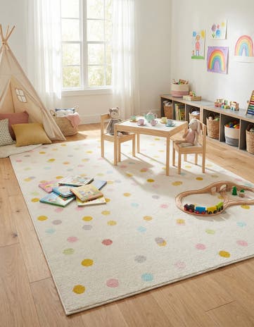 Ivory Polka Dot Whimsy Kids Rug