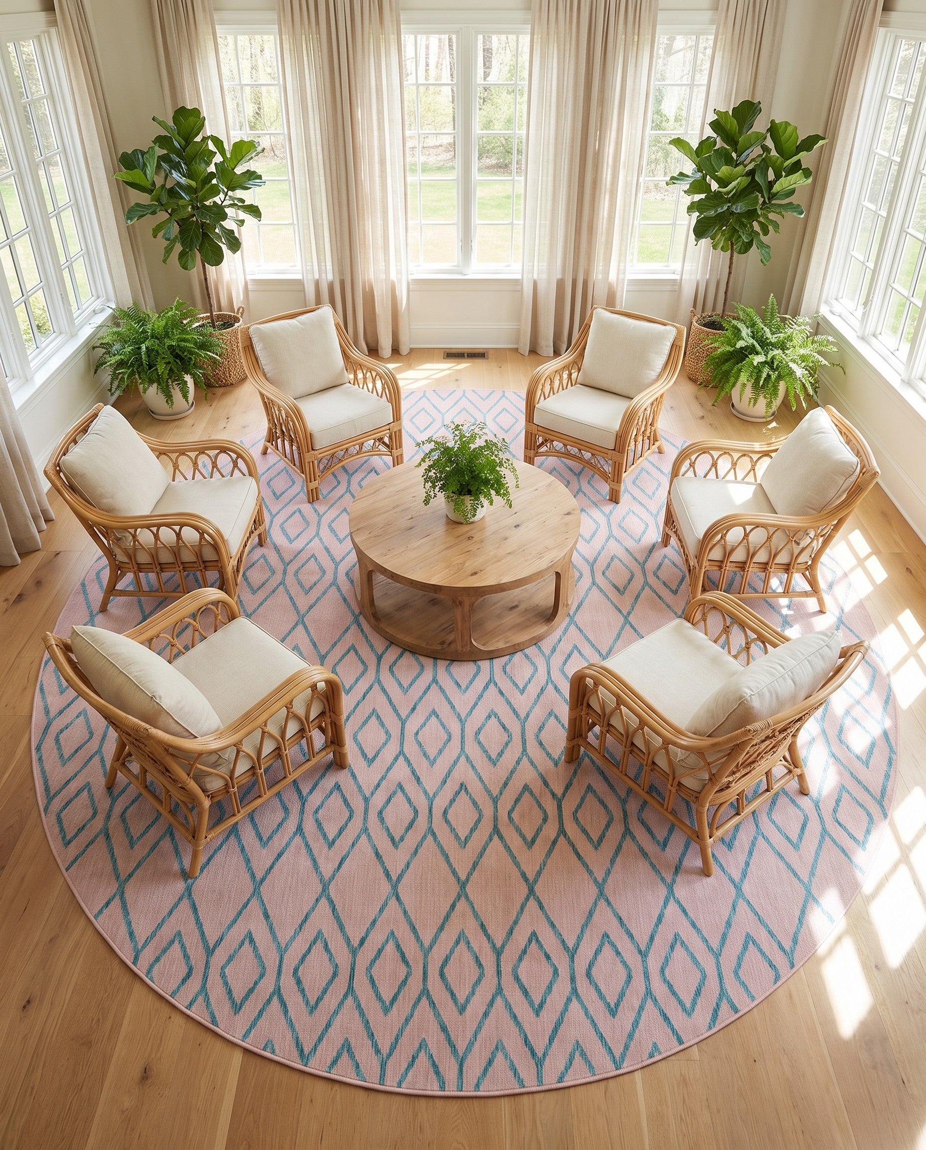 10' 8 x 10' 8 Easy-Clean Jill Zarin Turks and Caicos Indoor / Outdoor Round Rug