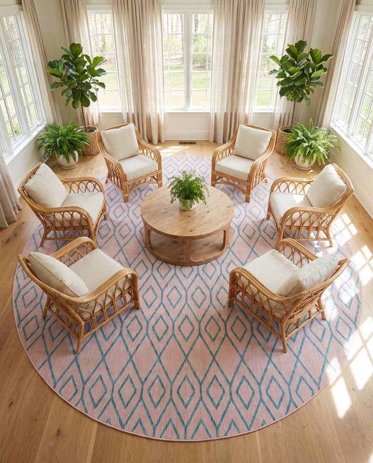Detail image of 10' 8 x 10' 8 Easy-Clean Jill Zarin Turks and Caicos Indoor / Outdoor Round Rug