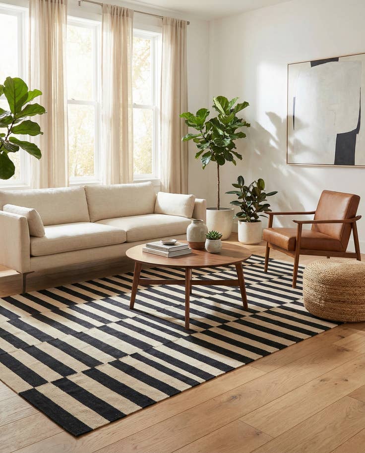 Detail image of 5' 8 x 7' 11 Hand Woven Kilim Modern Wool Rug