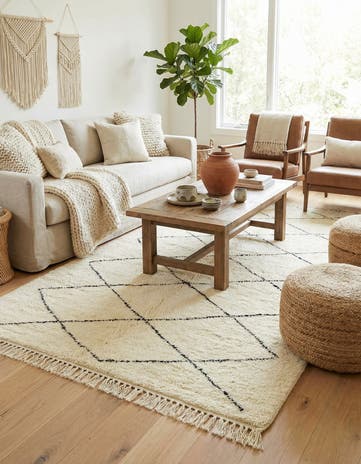 4' 9 x 8' 9 Hand Knotted Moroccan Wool Rug