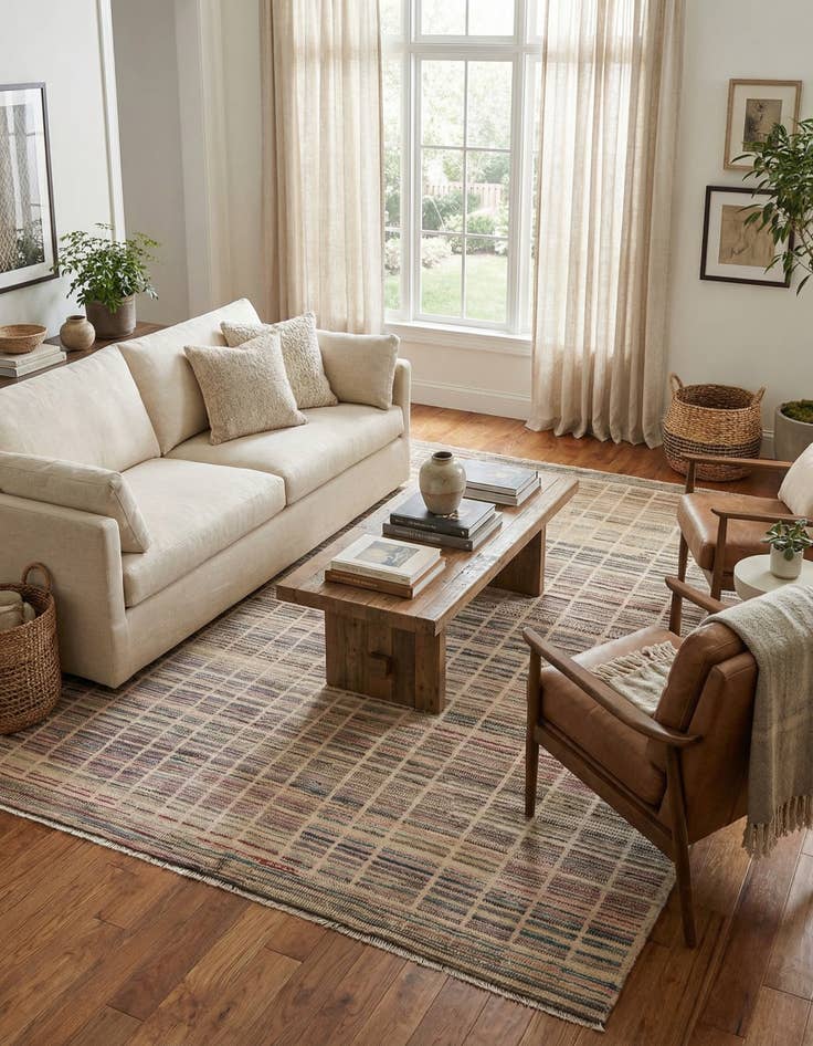 Detail image of 6' 6 x 9' 2  Hand Knotted Moroccan Wool Rug