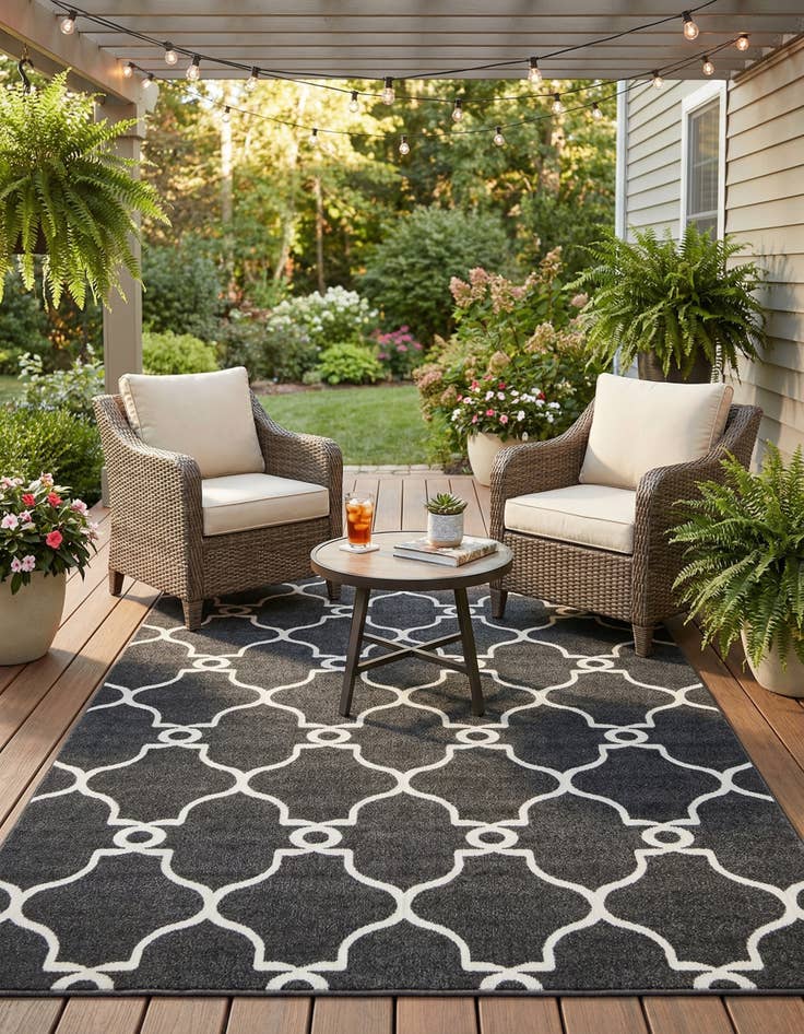 Detail image of 7' x 10'  Washable Trellis Indoor / Outdoor Rug