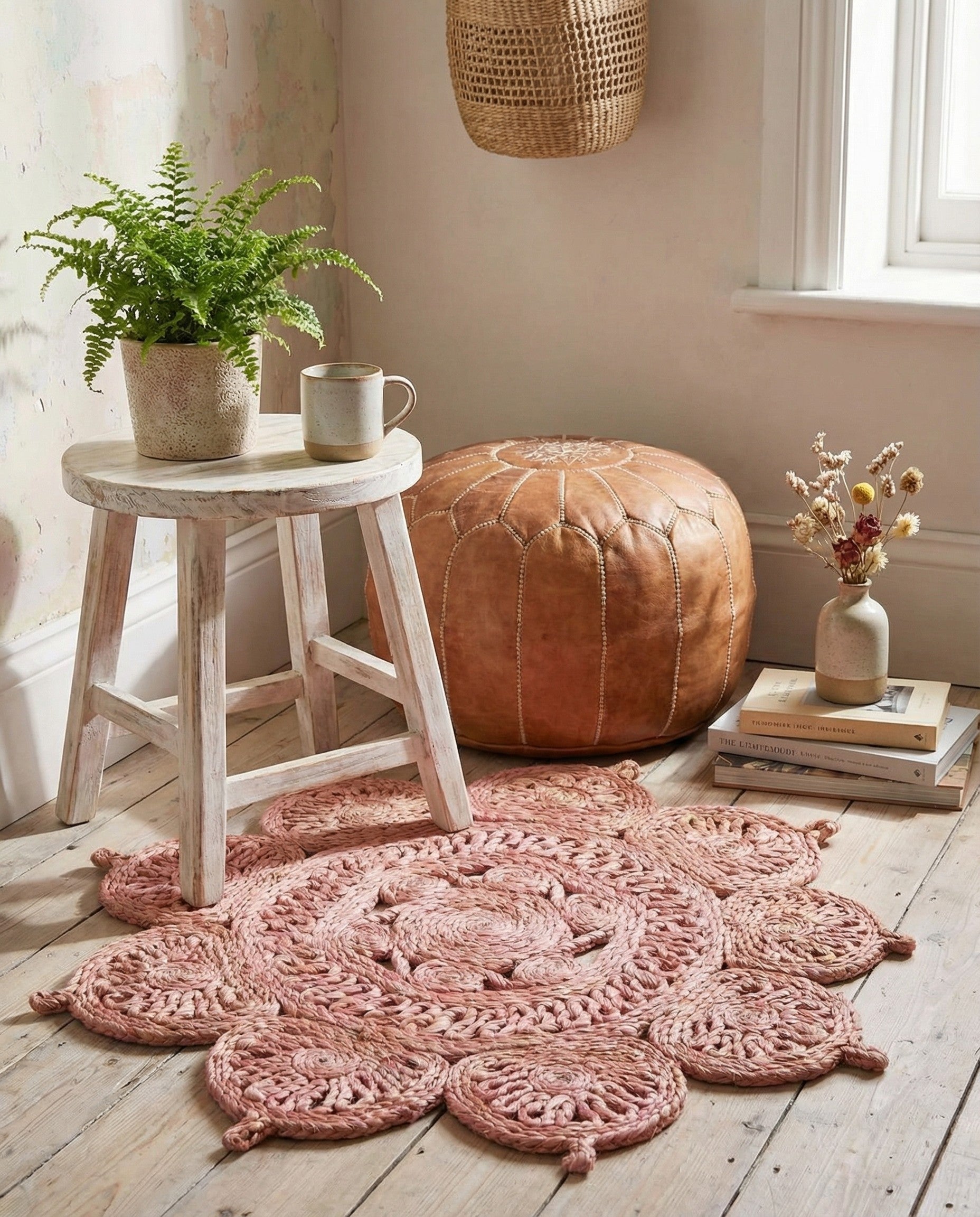  2' x 2'  Hand Braided Jute Round Rug