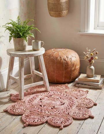 2' x 2' Handmade Braided Jute Round Rug