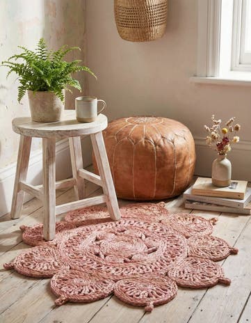 2' x 2' Handmade Braided Jute Round Rug