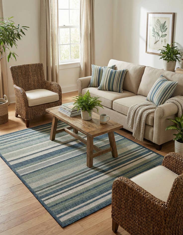 Detail image of 5' 3 x 5' 3  Washable Baja Indoor / Outdoor Square Rug