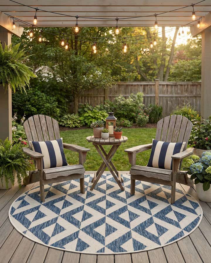 4' x 4' Easy-Clean Jill Zarin Napa Indoor / Outdoor Round Rug