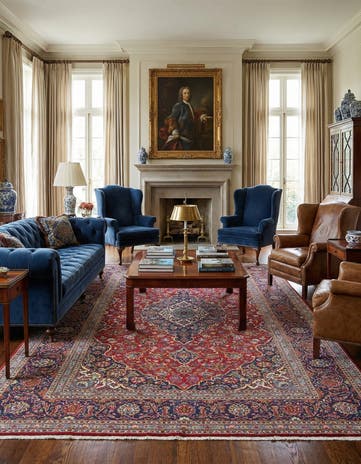 8' 1 x 11' 6 Hand Knotted Kashan Persian Rug