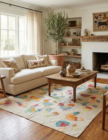 5' x 6' 2 Hand Woven Kilim Suzani Wool Rug