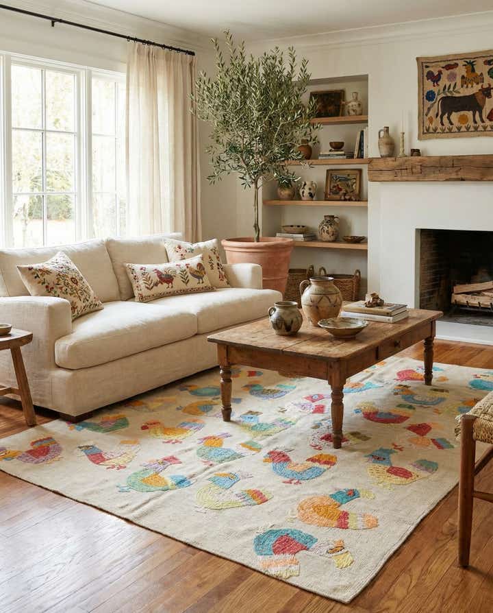 5' x 6' 2 Hand Woven Kilim Suzani Wool Rug
