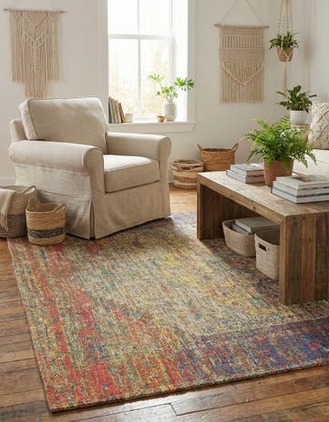 Hand Woven Chenille Jute Square Rug