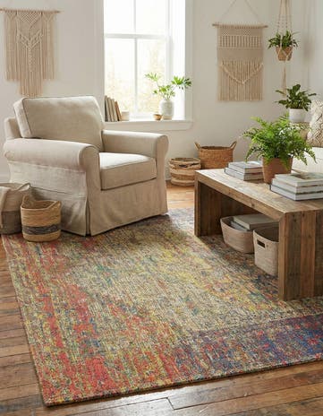 Hand Woven Chenille Jute Square Rug