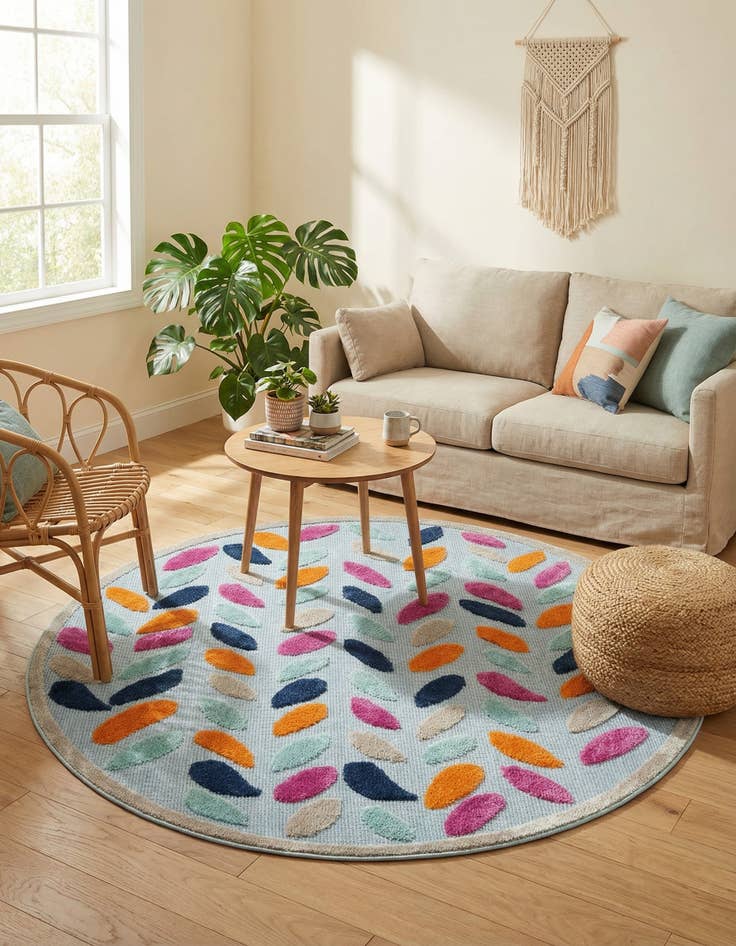 Detail image of 5' 3 x 5' 3  Washable Aruba Indoor / Outdoor Round Rug