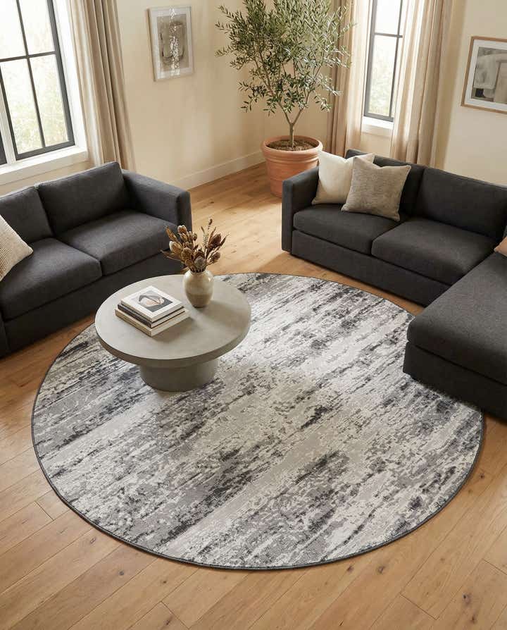 10' x 10' Easy-Clean Modern Indoor / Outdoor Round Rug