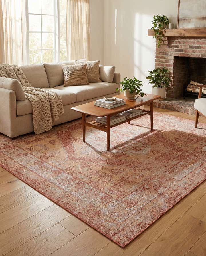 7' 10 x 7' 10 Easy-Clean Traditional Indoor / Outdoor Square Rug