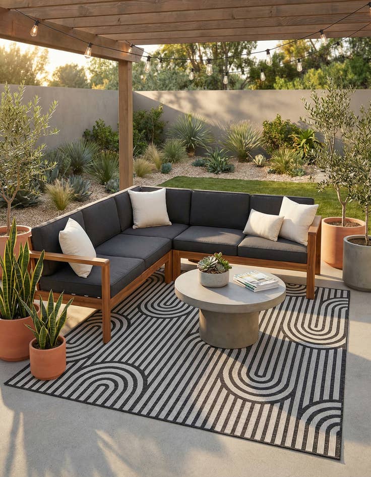 Detail image of 7' 10 x 10' Easy-Clean Modern Indoor / Outdoor Rug