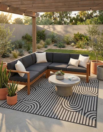 7' 10 x 10' Easy-Clean Modern Indoor / Outdoor Rug
