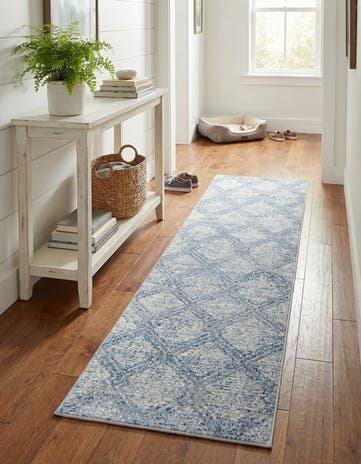 Blue Kamala Washable Runner Rug