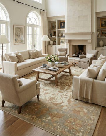 11' 7 x 15' 9 Hand Knotted Oushak Wool Rug