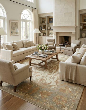 11' 7 x 15' 9 Hand Knotted Oushak Wool Rug