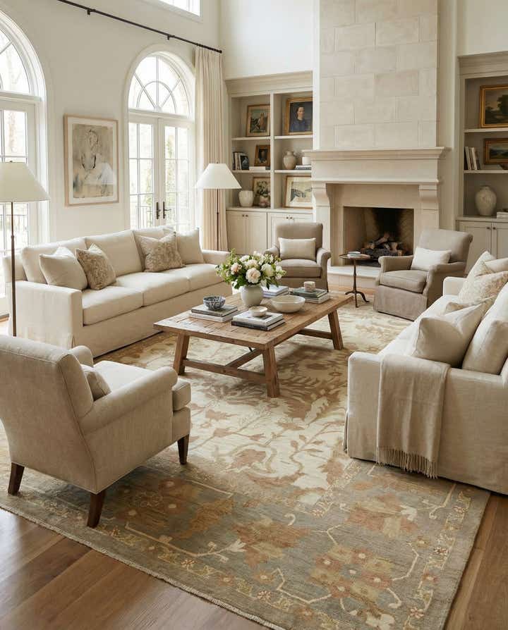 11' 7 x 15' 9 Hand Knotted Oushak Wool Rug