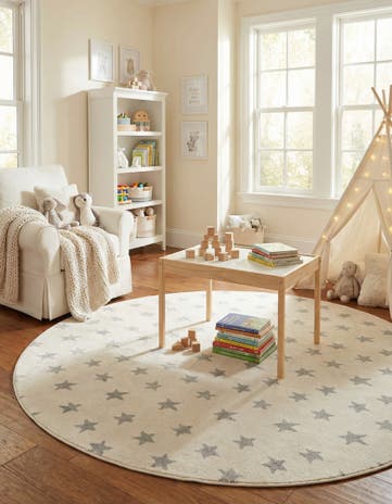 Daisy White Whimsy Kids Round Rug