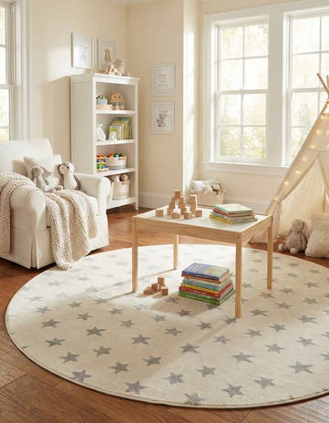 Daisy White Whimsy Kids Round Rug