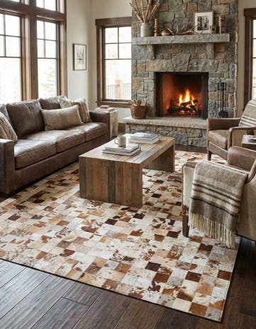 8' x 9' 10 Cowhide Leather Rug