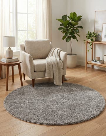 4' x 4' Solid Frieze Round Rug