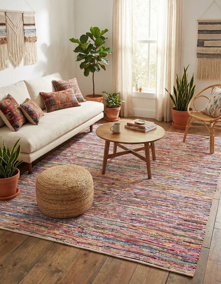 Detail image of  9' x 12'  Hand Woven Chindi Cotton Rug