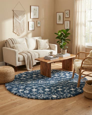  4' x 4' Moroccan Trellis Shag Round Rug