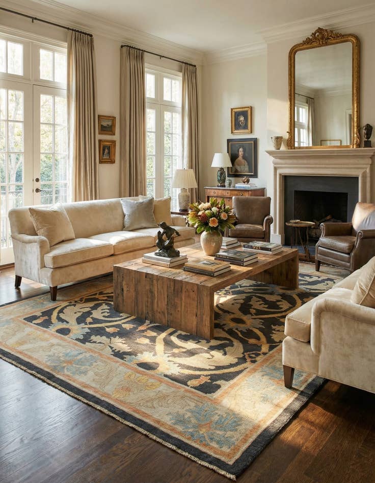 Detail image of 10' 2 x 13' 3  Hand Knotted Oushak Wool Rug