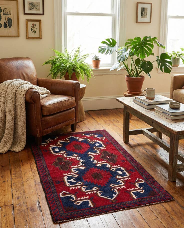 Detail image of 2' 9 x 4' 8 Hand Knotted Balouch Persian Wool Rug