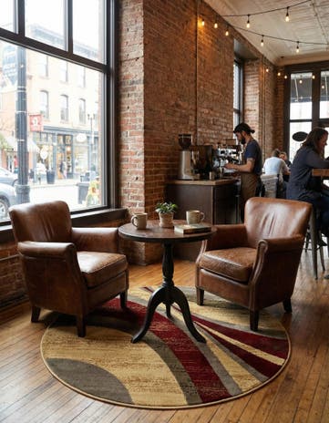 Beige Coffee Shop Round Rug