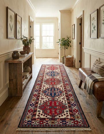 2' 9 x 9' 9 Hand Knotted Heriz Wool Runner Rug