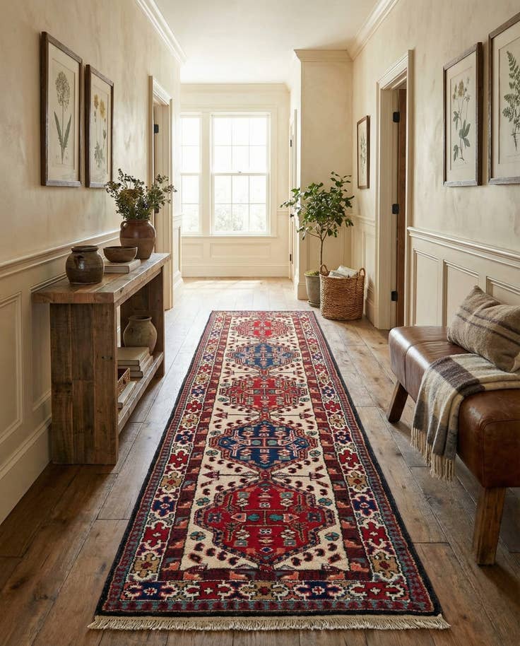 Detail image of 2' 9 x 9' 9 Hand Knotted Heriz Wool Runner Rug