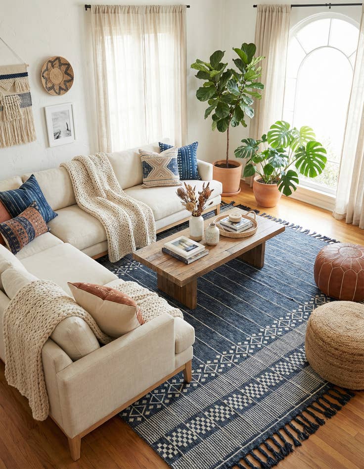 Detail image of 9' x 12'  Washable Eco Bohemian Indoor / Outdoor Rug