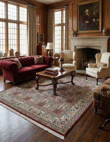 7' 11 x 9' 6 Hand Knotted Indo Bachtiar Wool Rug